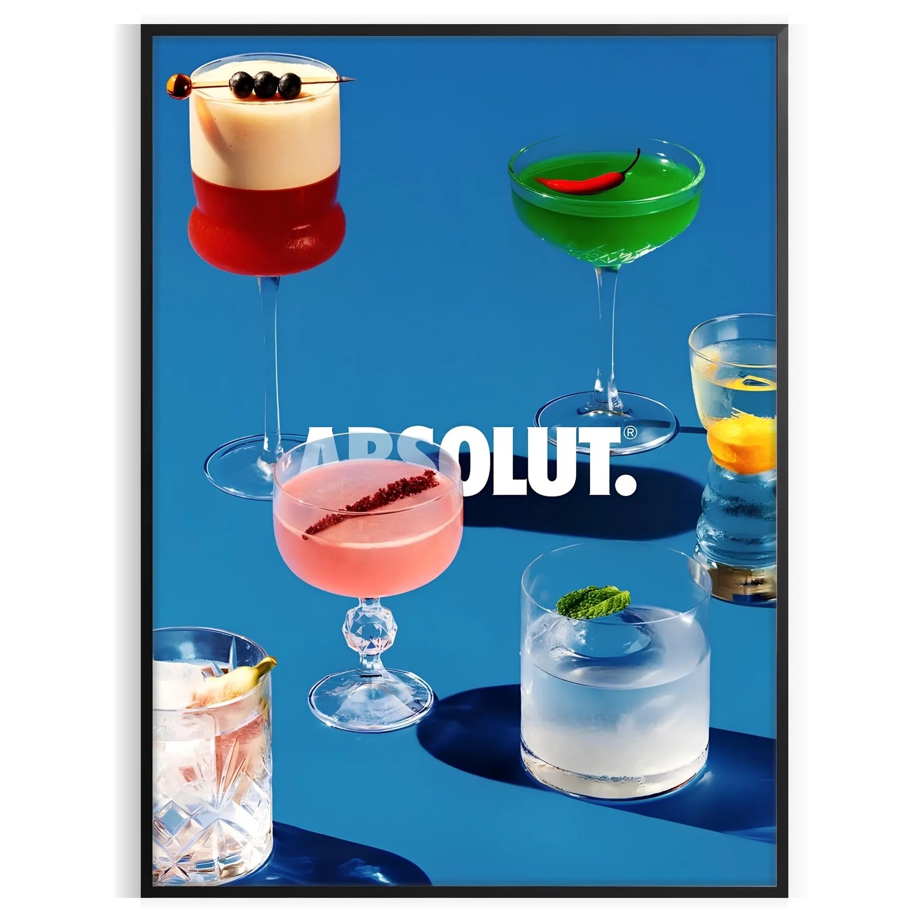 space stunning Absolut Cocktail Art poster bold black brown hues wall unique gift artwork essence style sophistication sizes A4 cm A0 perfect fit