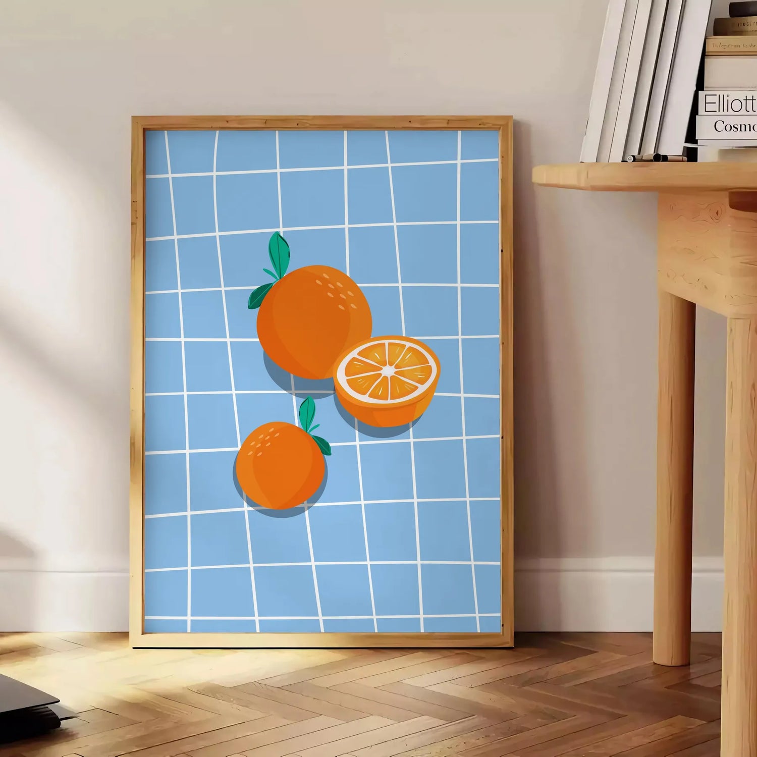 cooking space vibrant Orange Kitchen poster bold gray color palette wall art thoughtful gift artwork splash style home unframed versions decor