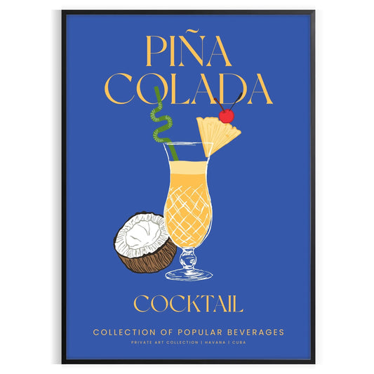 space vibrant Pina Colada Cocktail poster refreshing green blue hues wall art thoughtful gift enthusiasts room eye artwork A4 cm A0