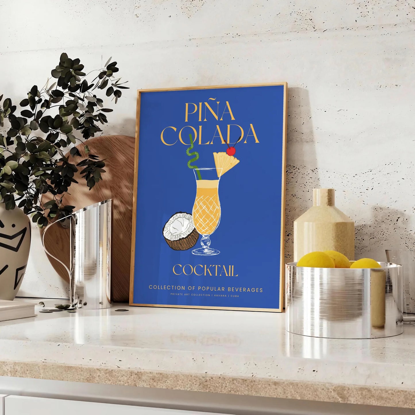 space vibrant Pina Colada Cocktail poster refreshing green blue hues wall art thoughtful gift enthusiasts room eye artwork A4 cm A0