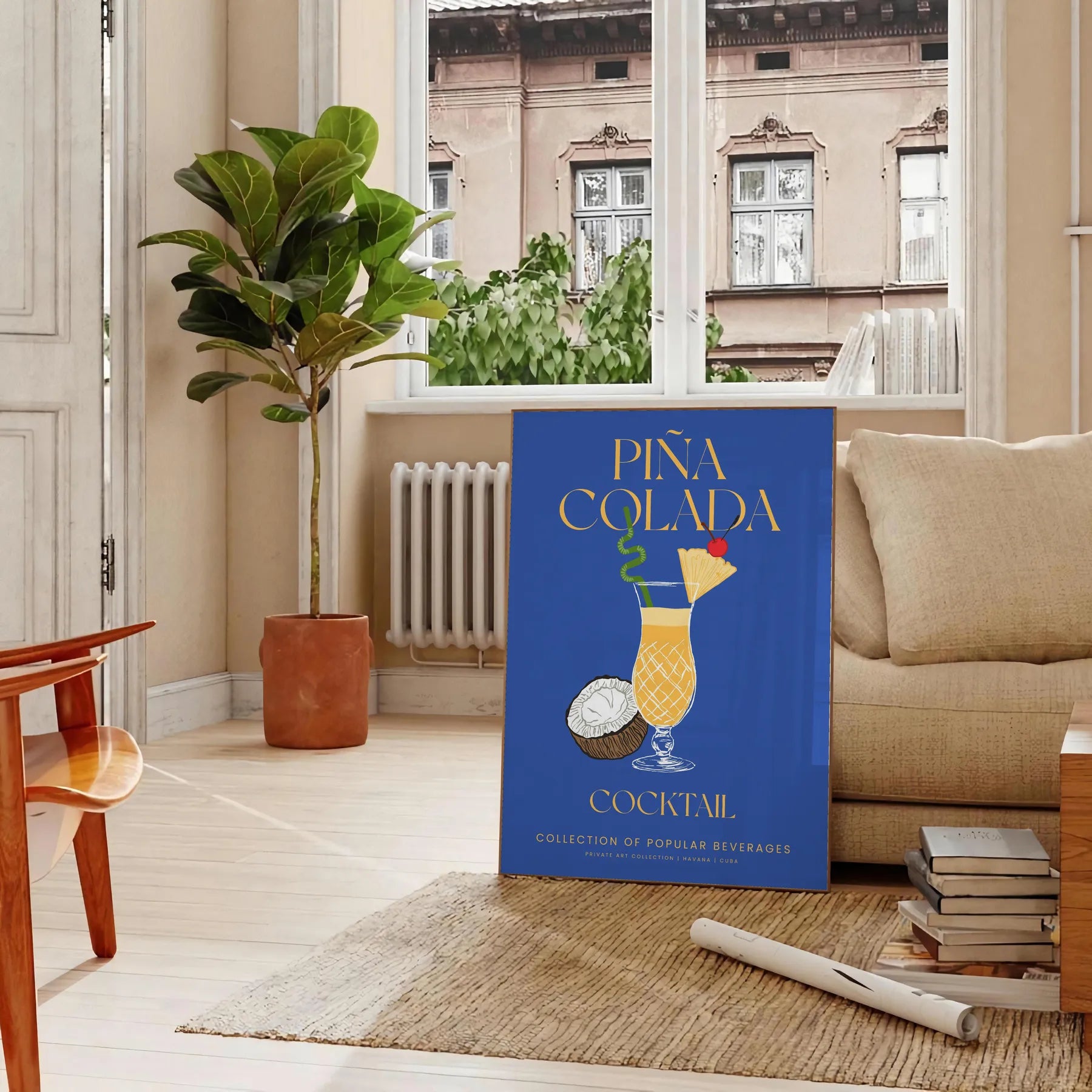 space vibrant Pina Colada Cocktail poster refreshing green blue hues wall art thoughtful gift enthusiasts room eye artwork A4 cm A0