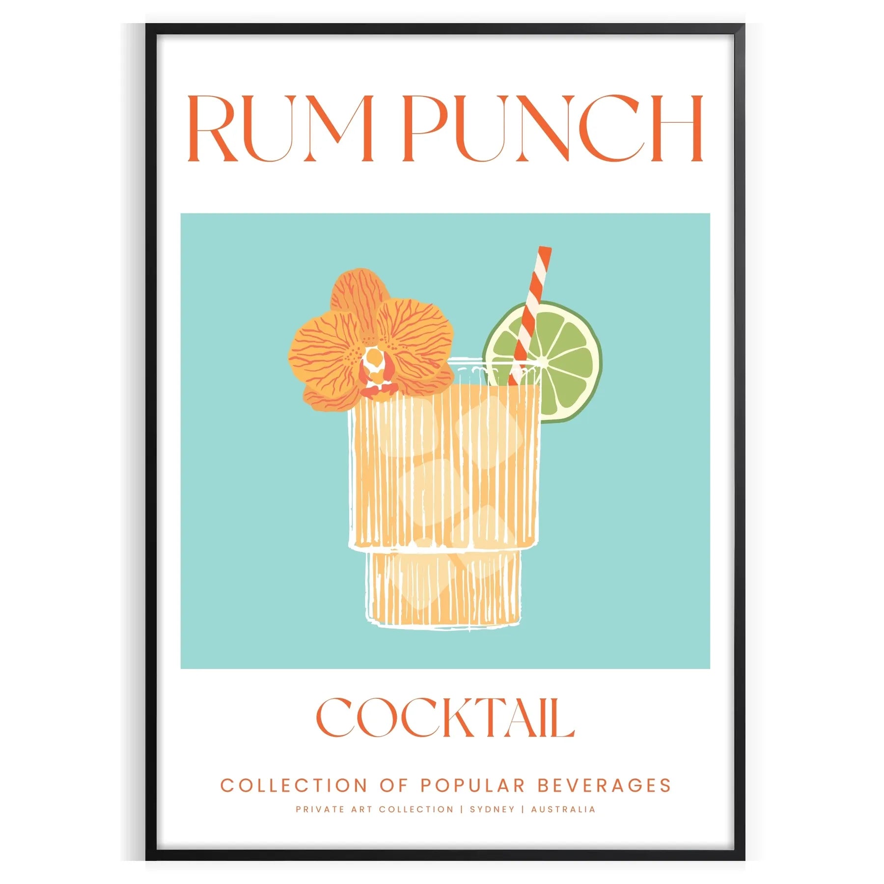 space vibrant rum punch cocktail poster lively green orange hues kitchen wall art unique gift eye print tropical touch room framed frameless version style