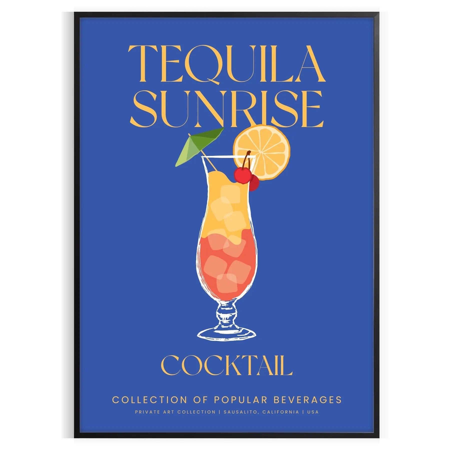 space Tequila Sunrise Cocktail poster vibrant green blue hues wall art thoughtful gift stunning artwork splash color setting personalized touch today