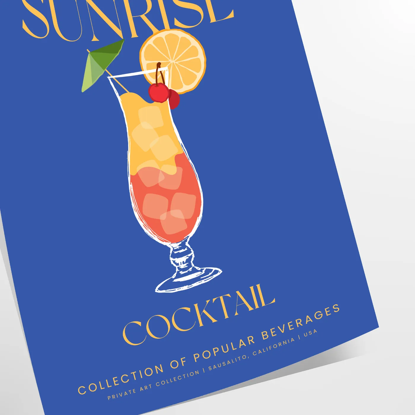 space Tequila Sunrise Cocktail poster vibrant green blue hues wall art thoughtful gift stunning artwork splash color setting personalized touch today