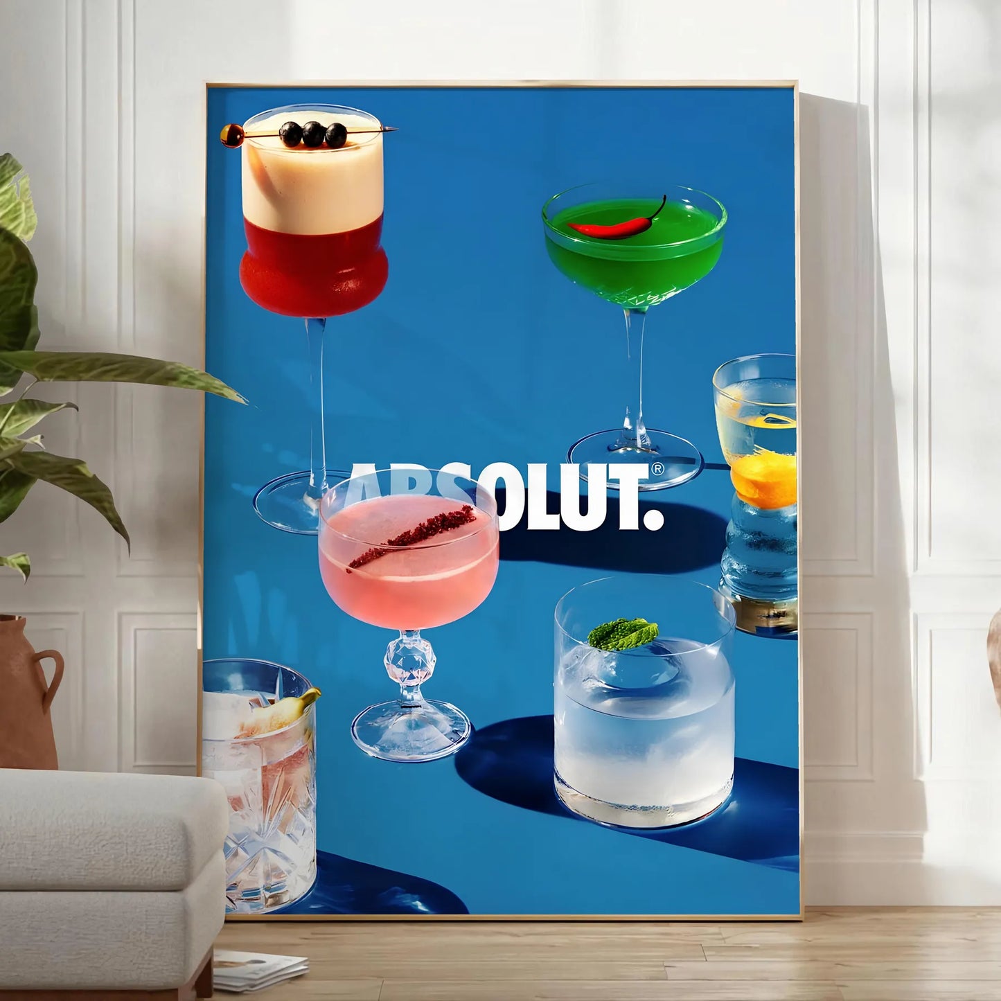 space stunning Absolut Cocktail Art poster bold black brown hues wall unique gift artwork essence style sophistication sizes A4 cm A0 perfect fit