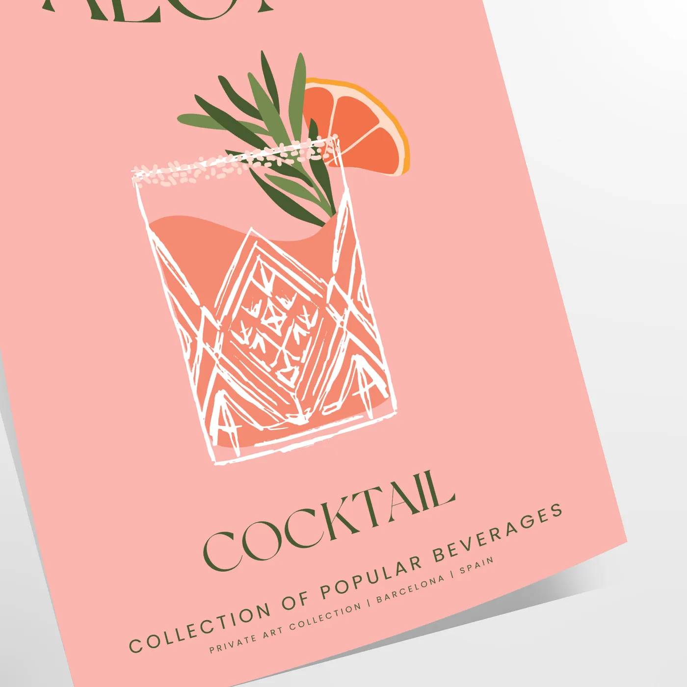 space stunning Paloma Cocktail art poster earthy brown vibrant green hues unique wall thoughtful gift captivating print touch elegance decor unframed options