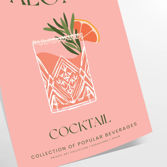 space stunning Paloma Cocktail art poster earthy brown vibrant green hues unique wall thoughtful gift captivating print touch elegance decor unframed options