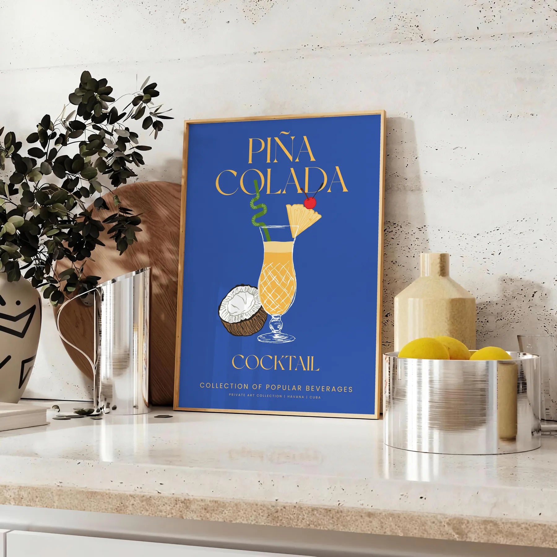 space vibrant Pina Colada Cocktail poster refreshing green blue hues wall art thoughtful gift enthusiasts room eye artwork A4 cm A0