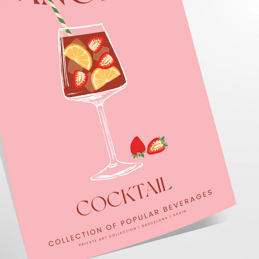 space captivating sangria cocktail poster vibrant orange hues stylish gray backdrop wall art unique gift artwork splash color creativity room standalone print