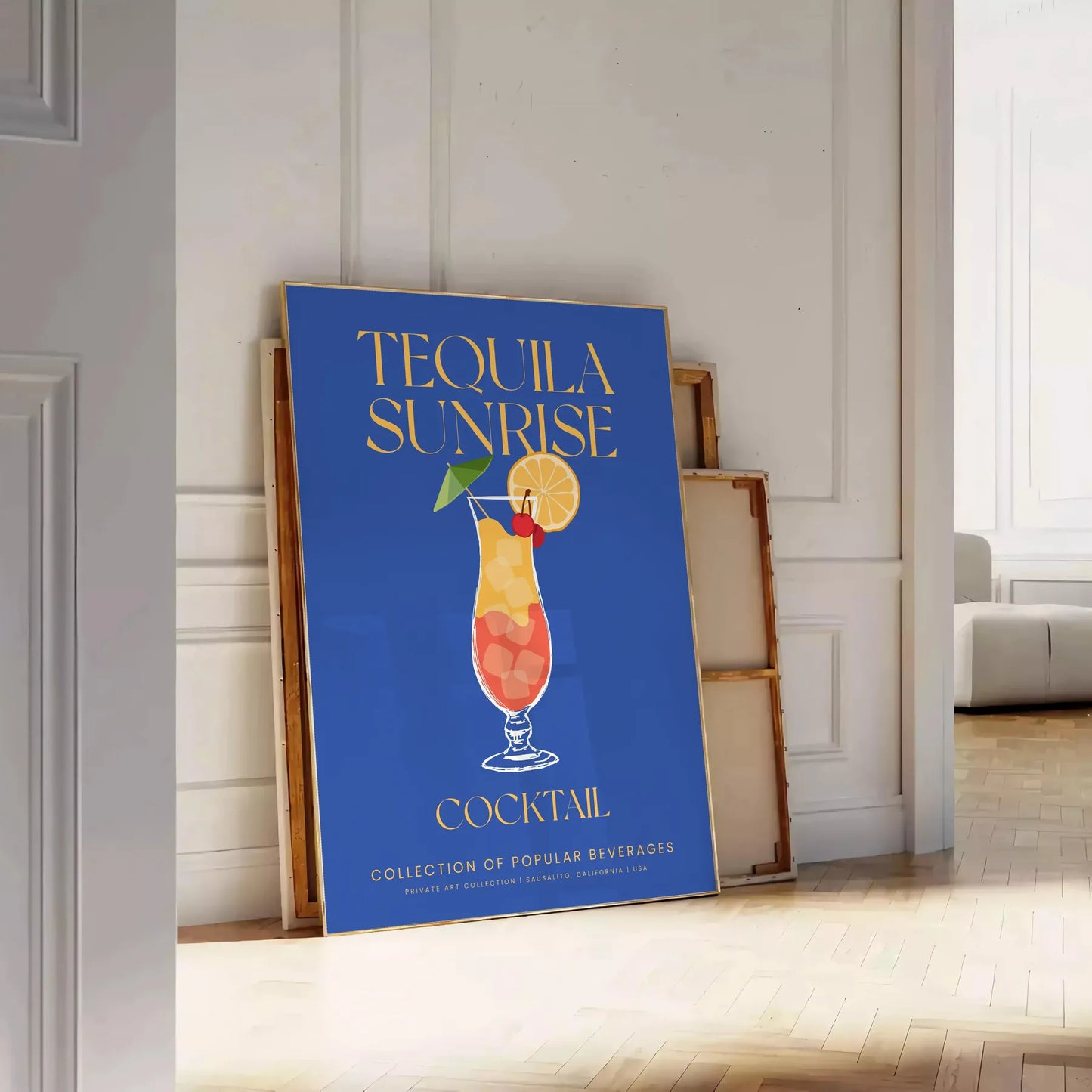 space Tequila Sunrise Cocktail poster vibrant green blue hues wall art thoughtful gift stunning artwork splash color setting personalized touch today